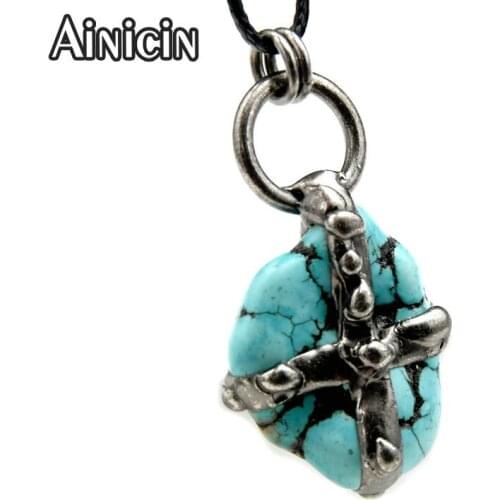 Blue Howlite Turquoise Cross Soldering With Big Circle Pendents Gun Metal Plating For Fashion Jewelry Making Pendants 10pcs