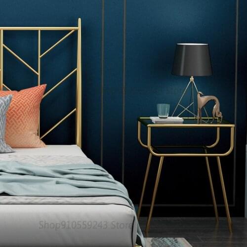 Nordic Bedside Table Simple Modern Bedside Table Golden Side Table Creative Wrought Iron Glass Side Table Bedroom Bedside Table