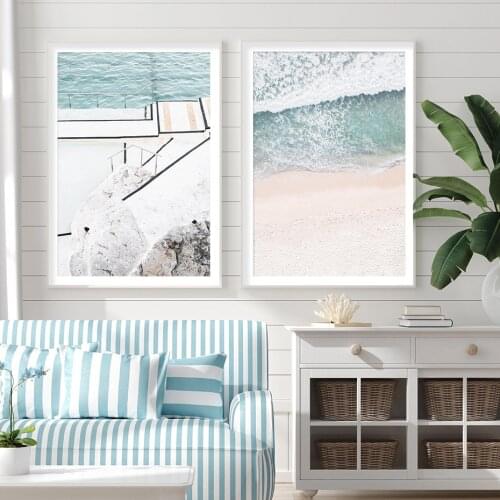 Modern Seascape Beach Posters Canvas Painting Wall Art Prints Pictures for Bedroom Living Room Interior Home Decoration No Frame