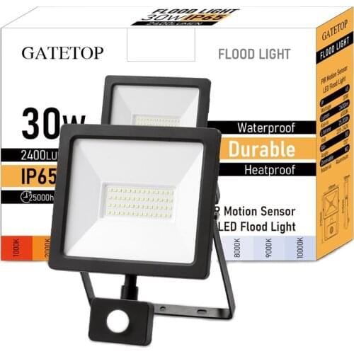 LED Floodlight 30W Motion Sensor Induction Style IP65 Cold White Light 6000K Human Body Induction Water Proof Lamp