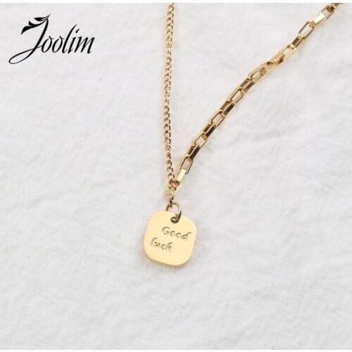 Joolim Jewelry PVD Gold Finish Good Luck Chocolate Cube Pendant Necklace Stylish Stainless Steel Necklace