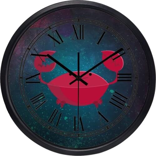 Star Crabs Space Roman Retro Wall Clock, No Ticking Sound
