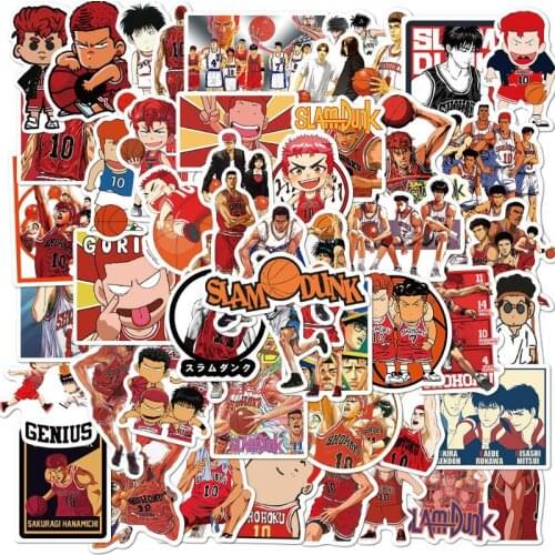 50pc New Slam Dunk Classic Japanese Comic Stickers Waterproof PVC Decal for Laptop Helmet Bicycle Luggage Phone Case Toys Gift