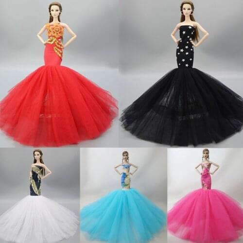 9 Colors Doll Dress / Mermaid Skirt Evening Wedding Dress Gown Clothes Outfit For 1/6 BJD Xinyi FR ST Barbie Doll Girl gift