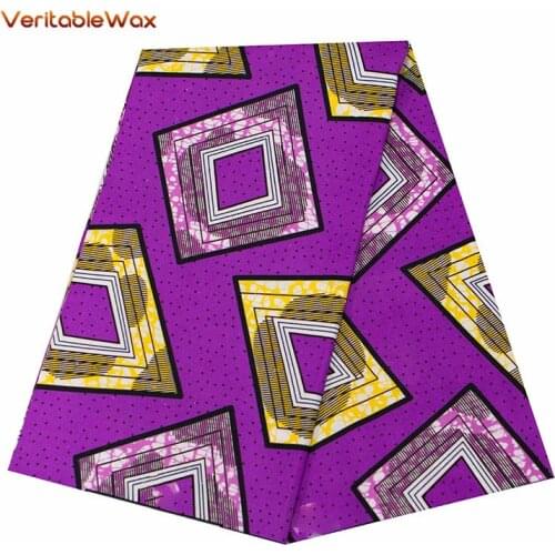Ankara African Wax Veritable Real Wax Fabric Polyester Sewing Dress 6 Yards/lot African Purple Fabric For Party Dress FP6353