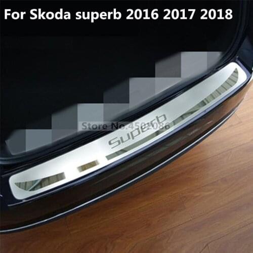 Car Rogue Steel Rear Bumper Protector Sill Trunk Guard Cover Trim For Skoda superb 2016 2017 2018 Car Styling Accessories 1pcs