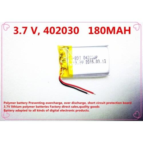 Free shipping)(5pieces/lot)042030 180 mah lithium polymer battery quality goods quality of CE FCC ROHS certification authority
