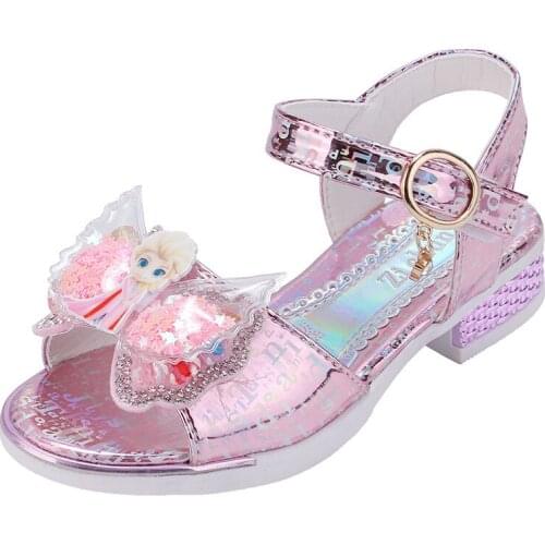 Disney Frozen Girls High Heel Sandals Princess Dance Shoes For Baby Girls Fashion Crystal Shoes Elsa Sandals