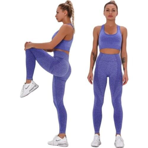 Workout Bodysuit Two Piece Yoga Set Women Seamless Yoga Outfits Stretch Tights Set Sport Womens Suits Bra Pants Gym Wear