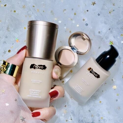 Beauty Cream Nourishing Smooth Liquid Foundation Concealer 2in1 Full Coverage Oil Control Waterproof Bright Face Lasting Makeup