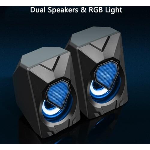 Mini Computer Speaker USB Wired Speakers RGB Colorful Lighting 3D Stereo Sound Surround Loudspeaker For PC Laptop Notebook MP3