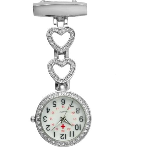 Fashion Pendant Hang Quartz Clock Nurse Watches Women Pocket Watch Clip-on Heart For Medical Doctor Nurse Watches
