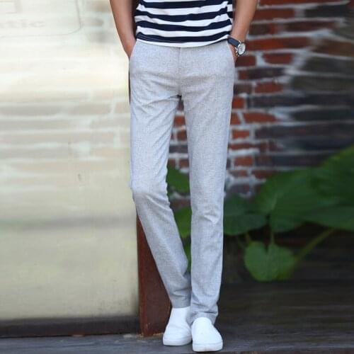 2019 Mens Summer Pants Men Healthy Linen Pants Hemp Cotton Casual Pants Breathable Slim Flax Men Trousers