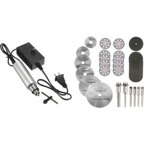 36PCS Rotary Cutting Wheels Tool Kit, Mini Diamond Cutting Wheel with Us Plug Dc 6V-24V Mini Electric Hand Drill 385 Dc Motor wi