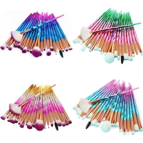 20Pcs Diamond Transparent Makeup Brush Set Powder Foundation Blush Eyelash Eye shadow Lip Cosmetic Beauty Pincel Maquiagem