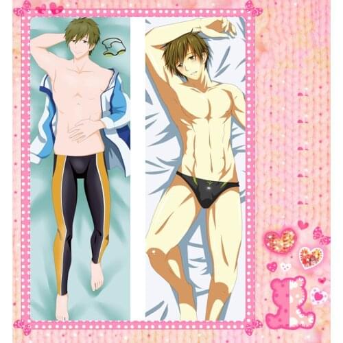 Anime Cartoon Free Double Bolster Hugging Pillow Case Pillow Cover Pillowcase Peach Skin 2 Way No.040