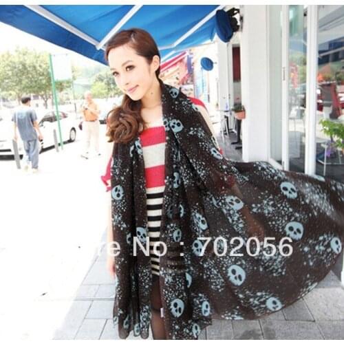 New fashion voile viscose skull Scarf Sarongs Hijabs Bandanas wrap shawl poncho 180*100cm 14pcs/lot #3371