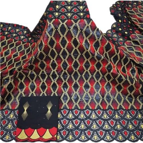 New arrival Stone african Bazin riche fabric with embroidery lace / bazin riche dress material Nigerian 5+2 yard YC-135