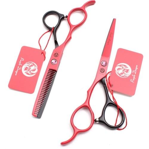 Left-Hand 6" 17.5cm Titanium Purple Dragon Normal Scissors Thinning Shears Hairdressing Scissors Professional Hair Scissor Z8001