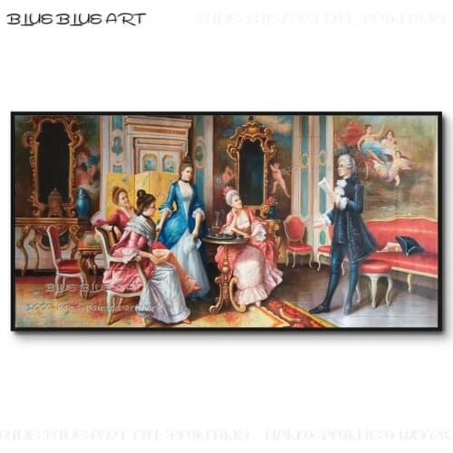 Professional Artist Hand-painted Classical Europe Figures Oil Painting on Canvas Beautiful Europe Woman and Man Oil Painting
