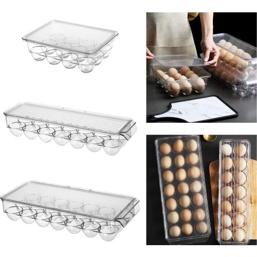 Rectangle Fridge Egg Storage Cases Tray Dustproof with Lid Moisture-Proof Holder Carrier Organizer Household Living Room