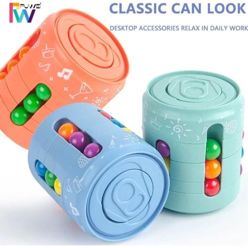 PUWEI Cans Cube Top Magic Colorful Beans Fingertip Gyro Spinning Adults Relieves Stress Decompression Children Educational Toys