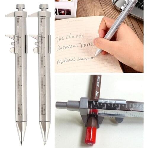 1PCS Ballpoint Pen Multifunction 0.5mm Gel Ink Pen Plastic Vernier Caliper Roller Ball Pen Scale Ruler School Office Stationery