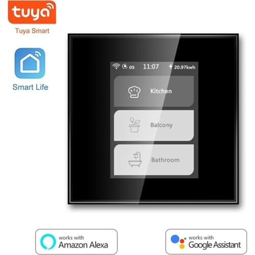 WiFi Tuya LCD Touch Switch for Lighting Curtain Motor 1/2/3 Gang Selectable Never Offline Switch Alexa Google Home Voice Control