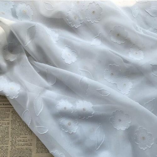 Chiffon Sunflower Pattern Cut Flower Jacquard Fabric DIY Dress Childrens Clothing Fabric