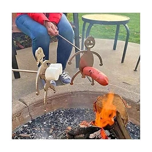 Steel Hot Dog/Marshmallow Roasters Funny Metal Craft Skewer Stick Barbecue Fork for Campfire,Bonfire and Grill Novelty Women Men