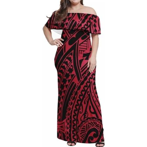 Women Dresses Summer 2021 Sexy Slash Neck Polynesian Boho Beach Dress Ruffle Sleeveless A Line Long Dress Wrap Sundress Robe