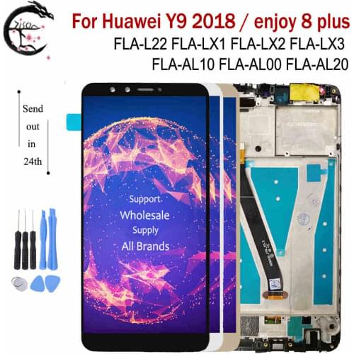 5.93" LCD With Frame For Huawei Y9 2018 FLA-LX1 FLA LX2 LX3 L22 Full Display Screen Touch Sensor Digitizer Assembly enjoy 8 Plus