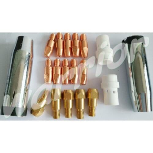 19pcs M8*30*1.2 Contact Tips Holders Nozzles Gas Diffusers Consumables Kit For 36KD MIG Welding Torch