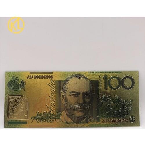 1pc Australia 100 Dollar Gold Banknote Plated Colorful AUD100 Dollar Gold Foil Banknote Currency Collection