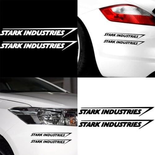 2Pcs Stark Industries Car Sport Racing Body Stripes Stickers Vinyl Decals