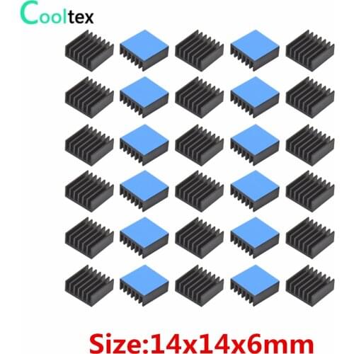 30pcs Aluminum Heatsink 14x14x6mm Radiator heat sink Cooling Cooler For Electronic Chip 3D printer With Thermal Conductive Tape