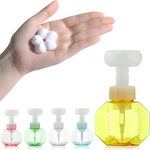 4-color Liquid Soap Dispenser Flower Shape Foam Foaming Pump Empty Box Shower Gel Foam Pump Bottle Kitchen Plastic Clear Bottles