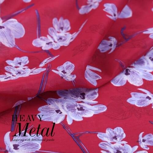 White Flower Printed Summer Thin Mulberry Cotton Fabric Silk