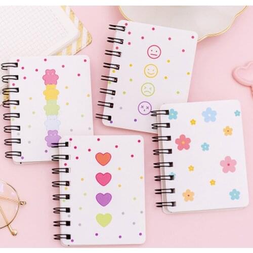 1pcs Bear Notebooks Student Cute Small Flower Notebook Novelty Stationery Love Coil Book Schedule Kawaii School Office Supplies