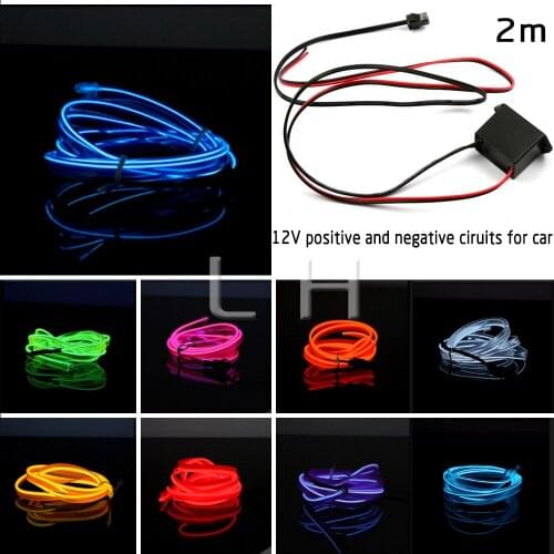 Haoyuehao 2 meters 10 colors car decorative lights flexible neon light car with 12v drive inverter decoration lamp