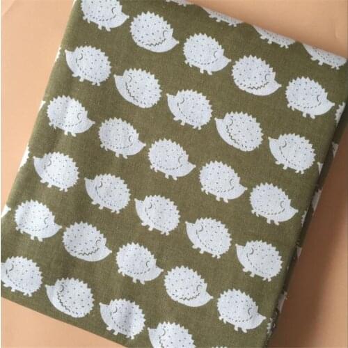 Hedgehog Printed Patchwork Cotton Linen Fabric DIY Sewing Linen Cotton Fabric Quiting Woven Home Textile Material Handmade Craft