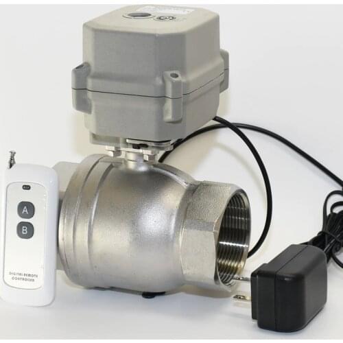 DC12V Intelligent Wireless Remote Control Valve DN32-DN50 1 1/4''-2'' 2-Way Stainless Steel Motorized Ball Valve With Remoter