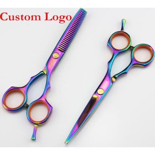 Custom classic symmetry 5.5 inch rainbow cut hair scissor thinning barber tools cutting shears makas hairdressing scissors set
