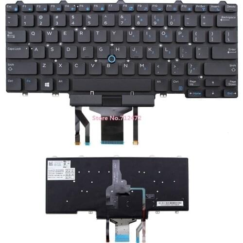 SSEA New laptop US Backlit Keyboard no frame for Dell Latitude E5450 E7450 keyboard with pointer and touchpad