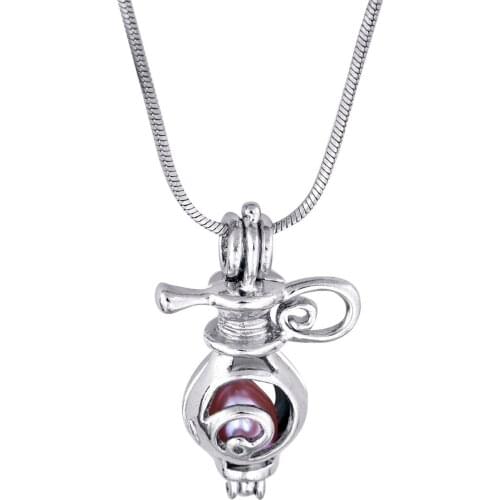 Chime Harmony with fat teapot Shape Pearl Pendant 18kgp Lovely Cute Jewelry Charms fashion style P28