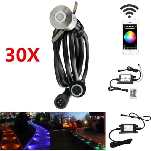 30X WIFI Controller Timer Smart Home 22mm 12V RGB Yard Terrace LED Deck Stair Step Lights for Alexa Googlehome IFTTT Phone App