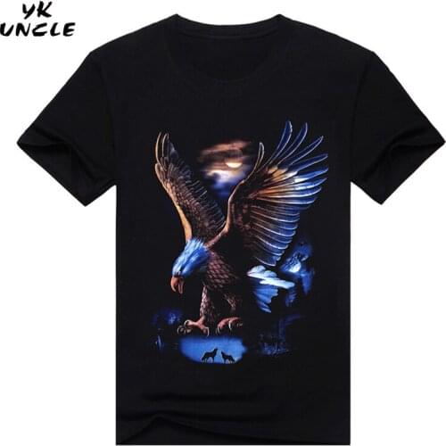 New Fashion 3D Eagle Printing Hip Hop Men Summer Black 3d T shirt Casual Shirt Loose Tops Short Sleeve T-shirt For Men,YK UNCLE