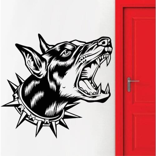 Animals Wall Decal Garage Decor Patrol Security Angry Dog Head Vinyl Wall Stickers Company Office Window Door Decoration Z475