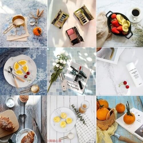 New Arrival Double Sided Drawing 54x82cm Photography Backdrop Anti Wrinkle Paper Lifelike Woodgrain Cement Marble