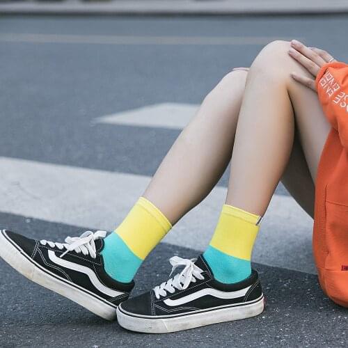 New Womens Socks Color Personality Trend High Quality Cotton Happy Socks Womens Socks Sweat absorption and deodorization